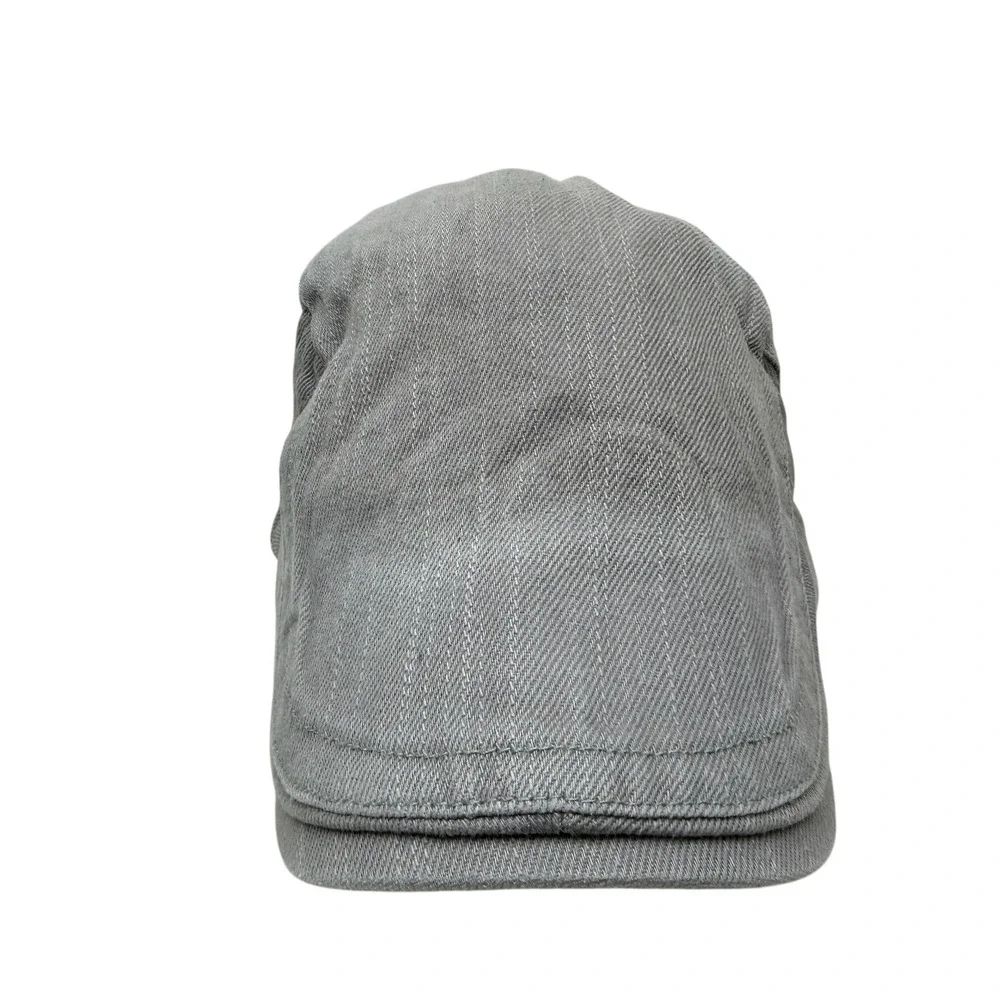 Classic Grey Herringbone Flat Cap Ivy Newsboy Cabby Hat Adjustable Mens Sz OS
